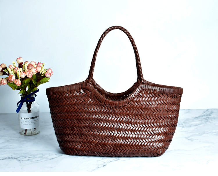 Women's Cow Woven Genuine Leather French Handbags