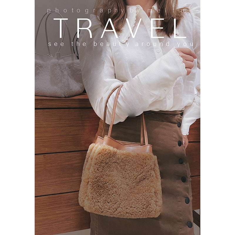 Women's Plush Niche Lamb Wool Fashion Simple Shoulder Bags