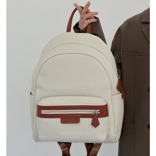 Women's First Layer Leather Leisure Large Capacity Backpacks
