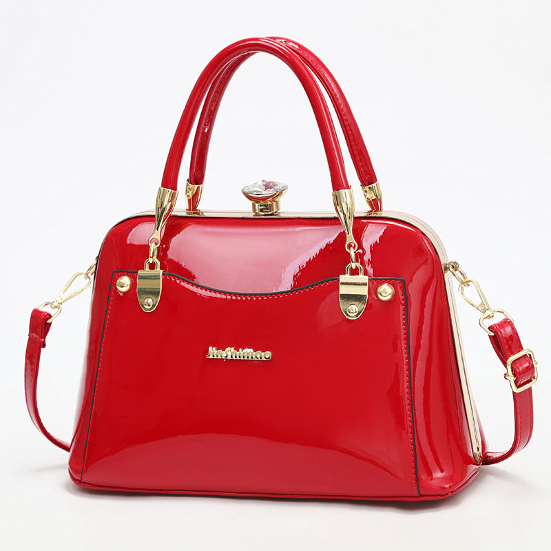 Women's Popular Bright Leather Steel Frame Fashion Handbags