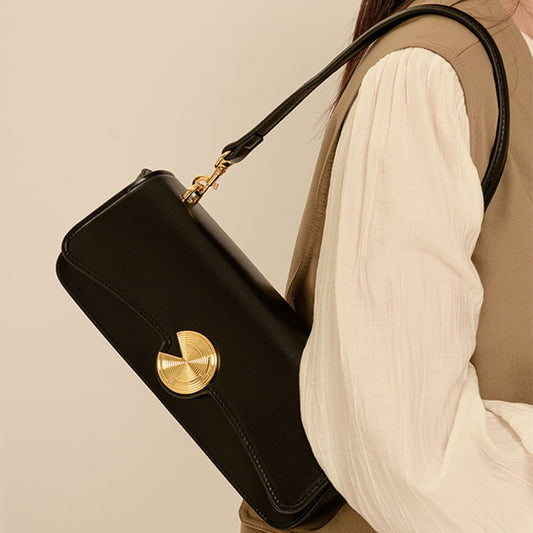 Women's Cowhide Underarm High-grade Portable Baguette Female Shoulder Bags