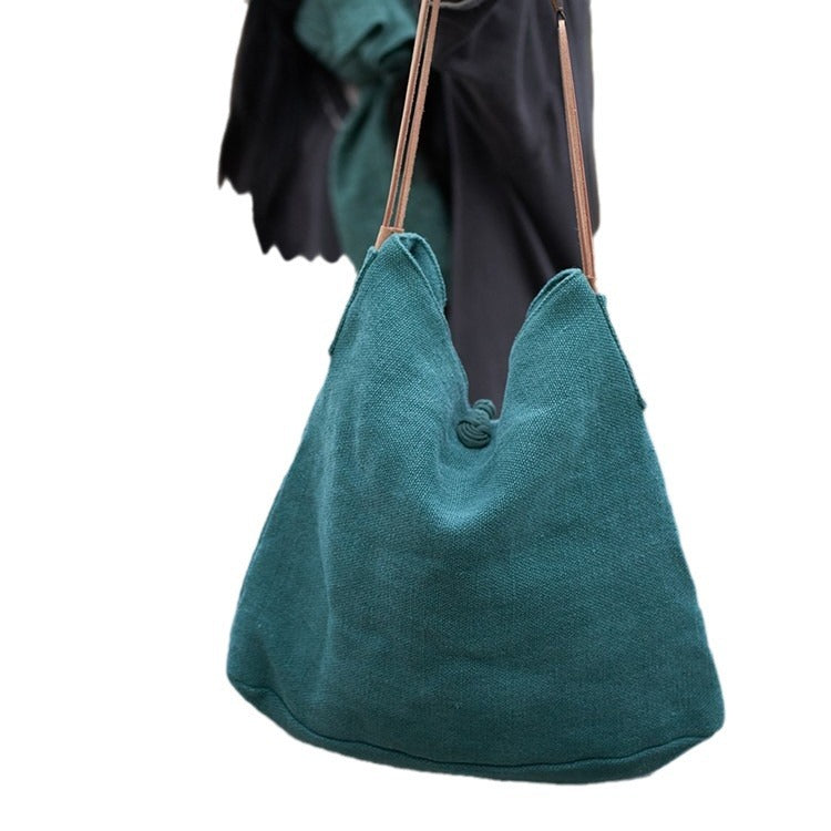 Canvas Artistic Cloth Handmade Buttonhole Loop Shoulder Bags