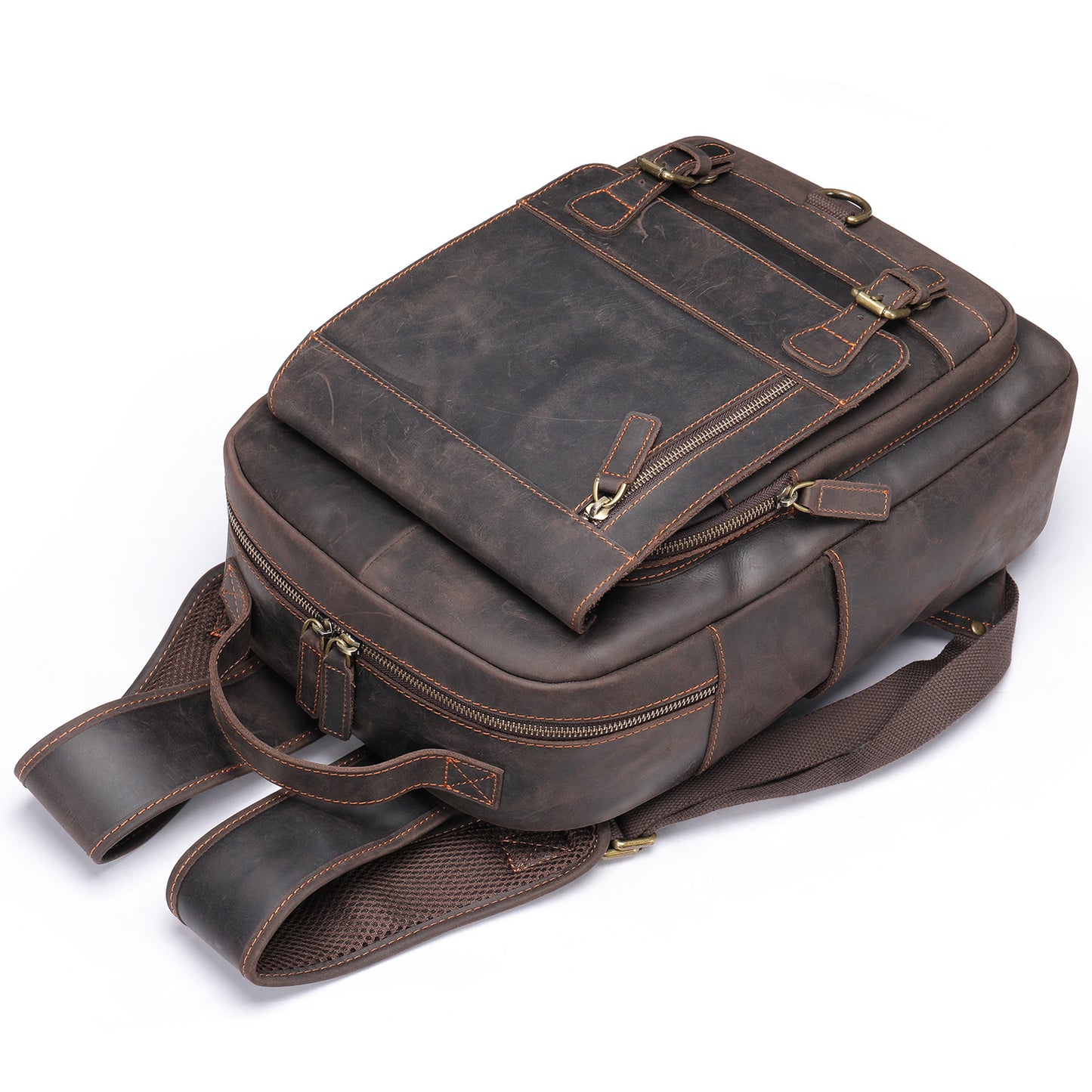 Men's Crazy Horse Leather Large Capacity Computer Backpacks