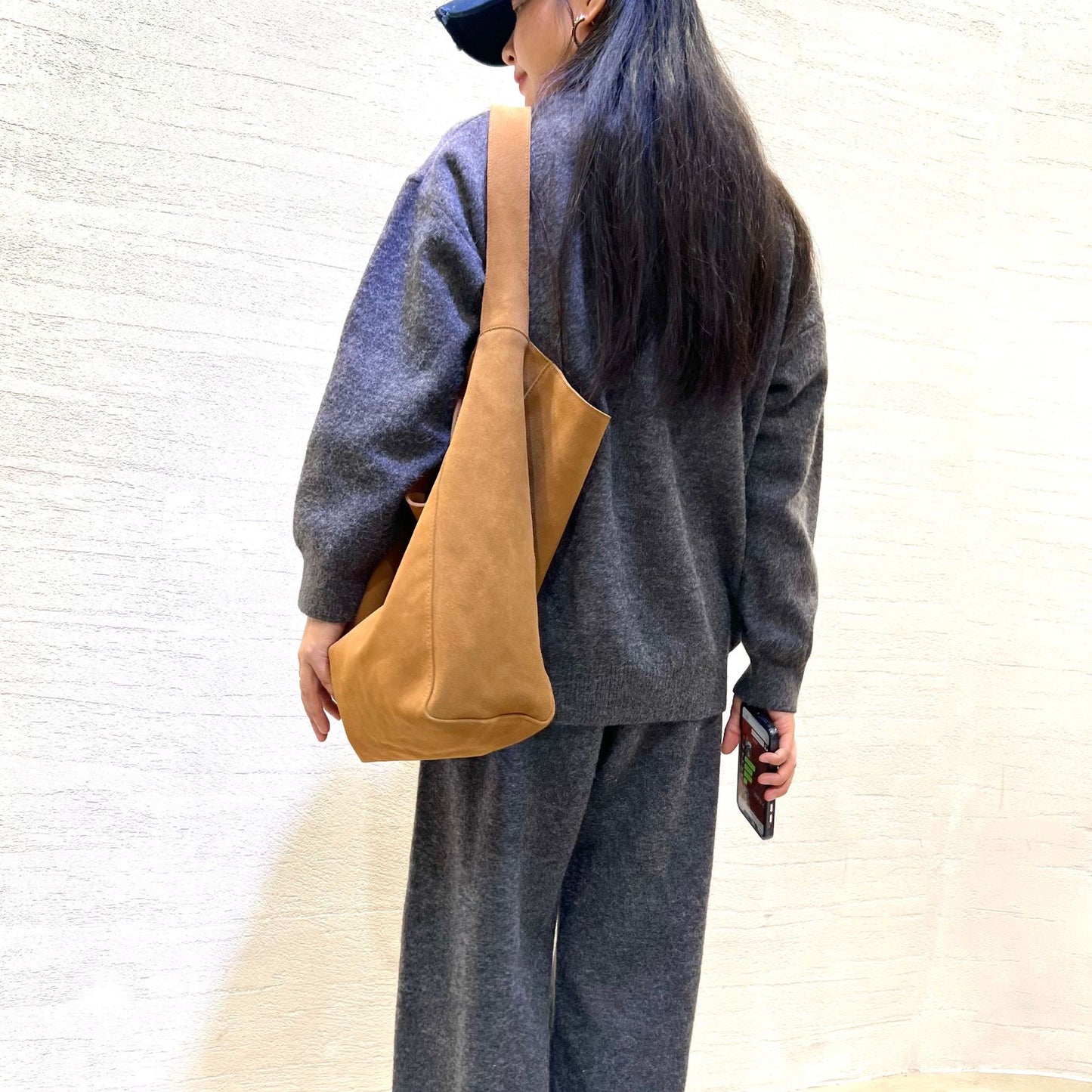 Women's Genuine Leather Lazy Suede Cowhide Large Shoulder Bags