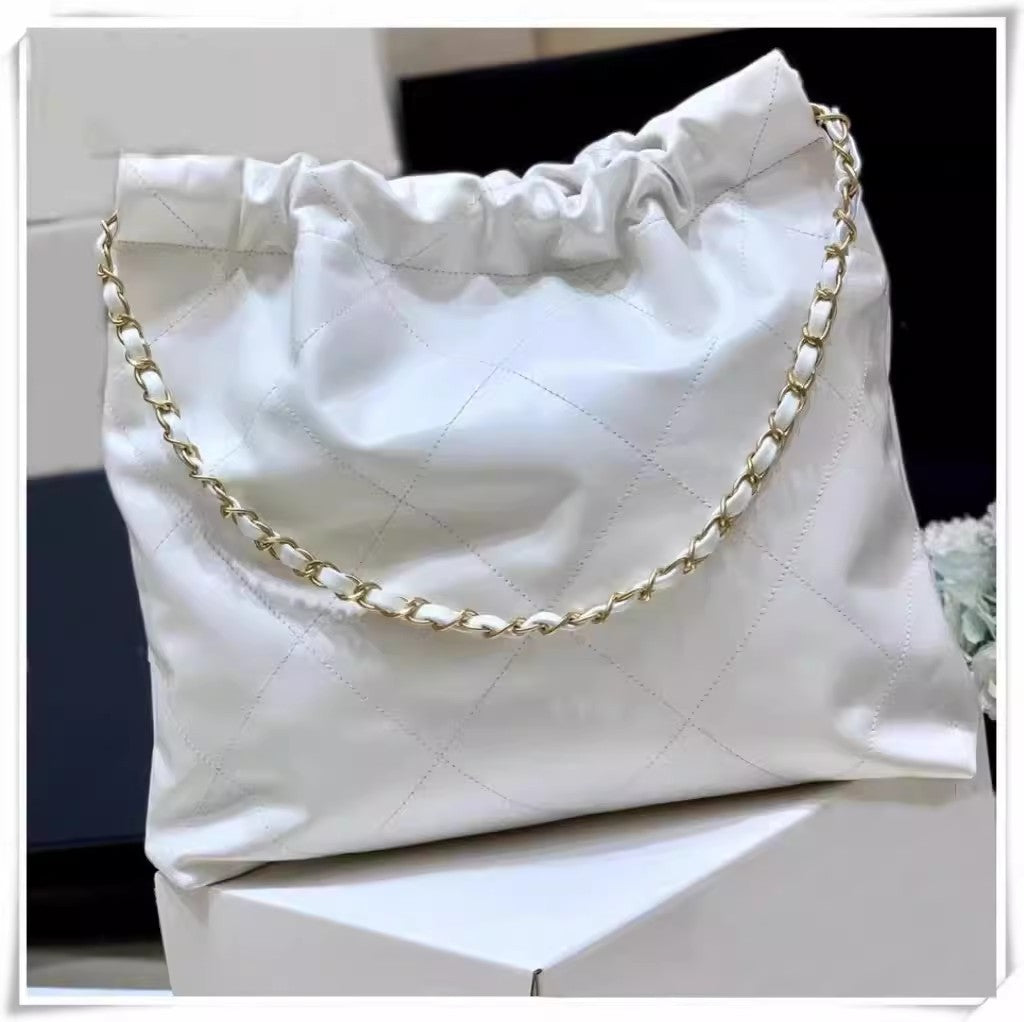 Women's Garbage Cowhide Classic Style Rhombus Chain Shoulder Bags