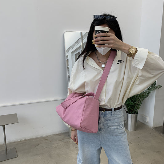 Women's Ge Macaron Large Capacity Soft Leather Shoulder Bags