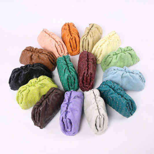 Fashion Clutch Woven Korean Style Cloud Soft Leather Crossbody Bags