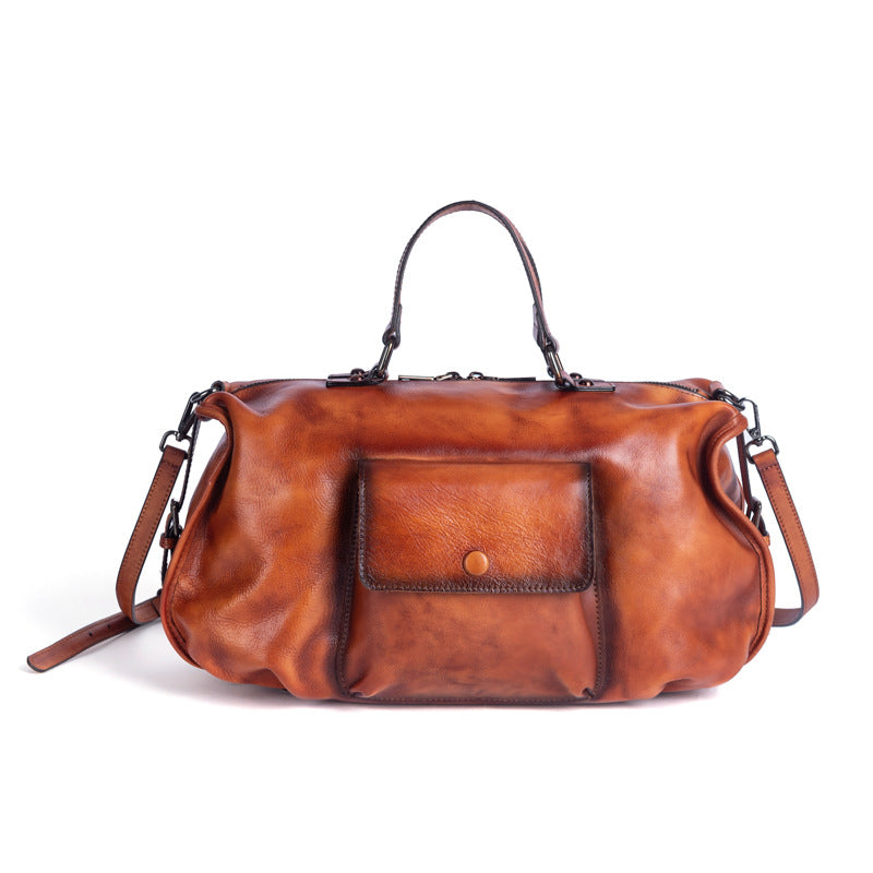 Women's First Layer Leather Hand-rub Color Oversized Crossbody Bags