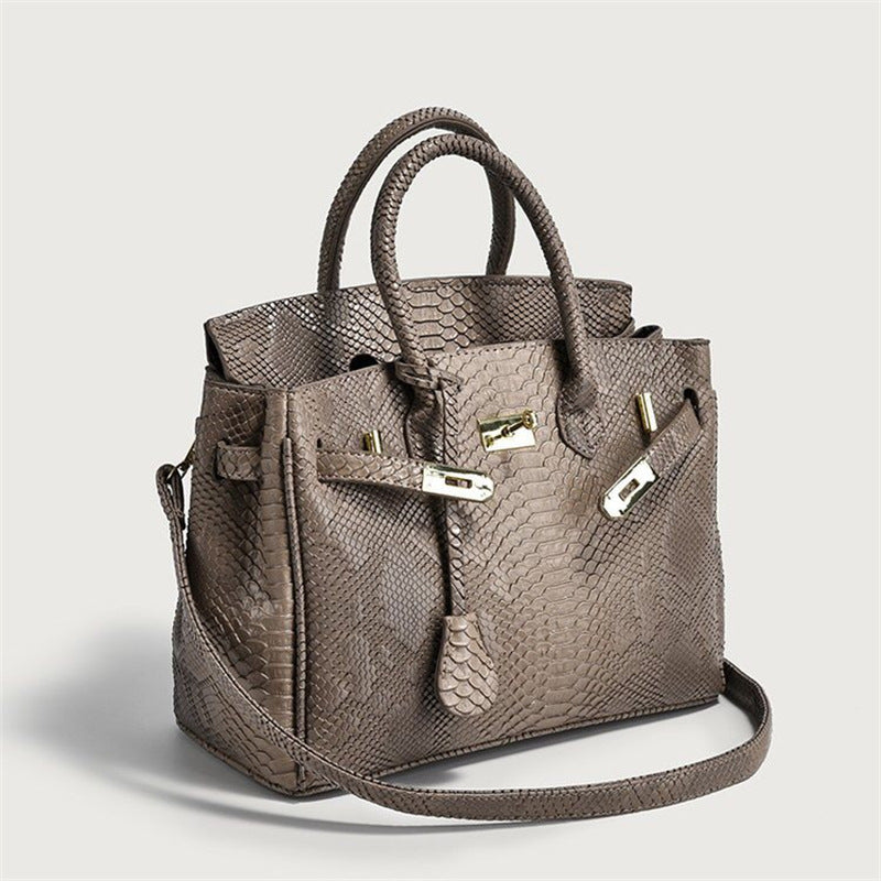 Women's Snakeskin Pattern Platinum Trendy Large Capacity Handbags