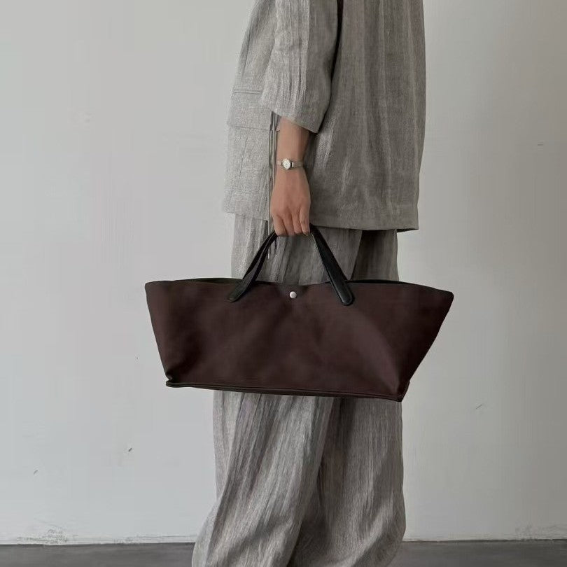 Women's Stitched Cowhide Large Capacity Commuter Handbags