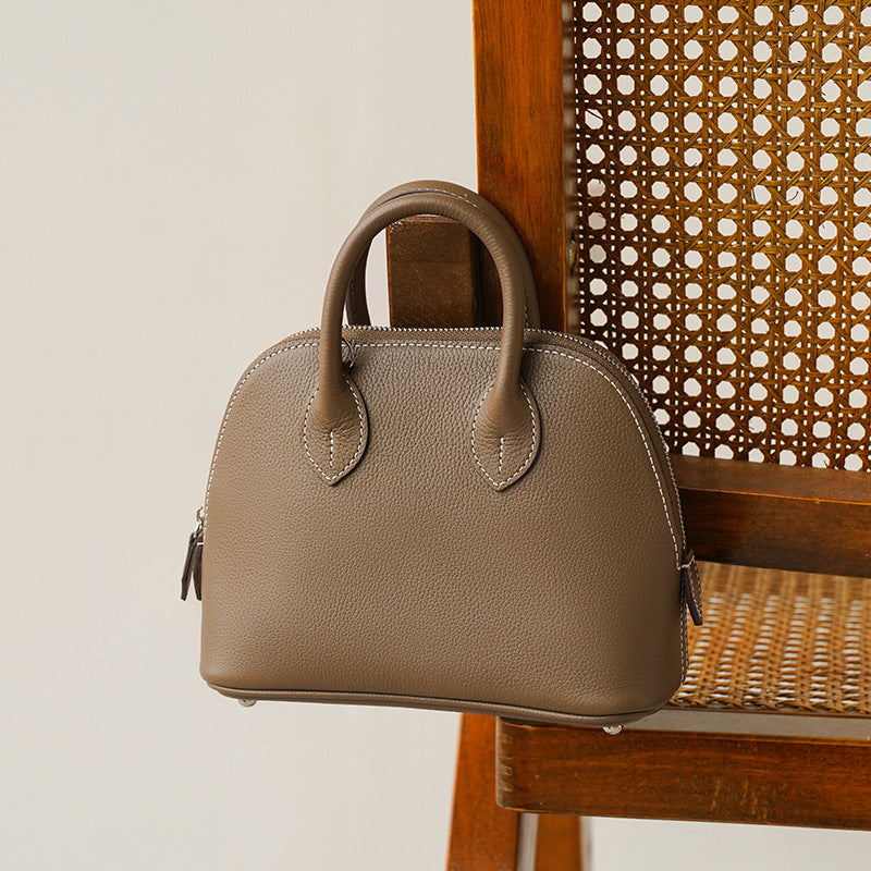 Women's Bowling Shell Top Layer Cowhide Leather Crossbody Bags