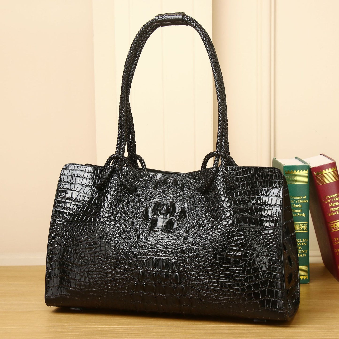 Women's Crocodile Pattern Large Capacity Fashion Trendy Handbags