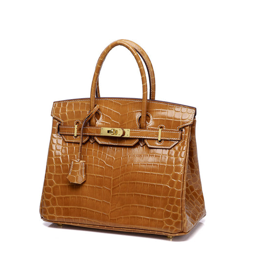 Women's Fashion Crocodile Pattern Genuine Leather Cow Bags