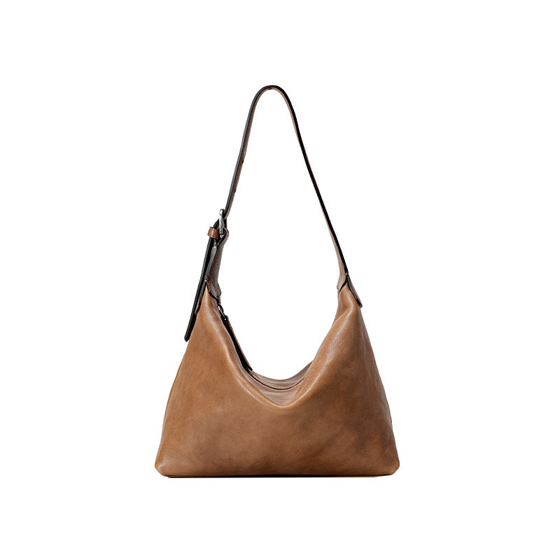 Women's Underarm Closed Toe Layer Vegetable Tanned Commuter Genuine Armpit Bags