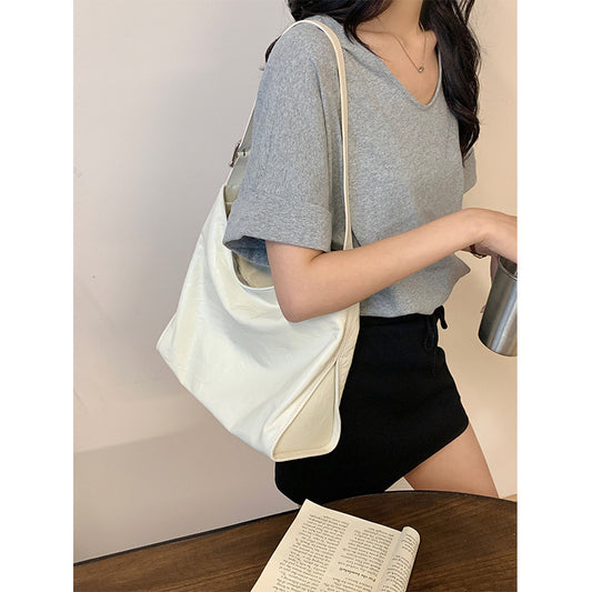 Women's Niche Leather Folds Scratch Pattern Cowhide Shoulder Bags