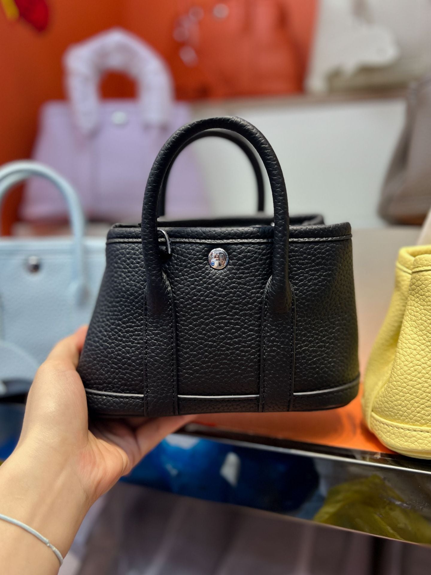 Mini Lychee Pattern Mobile Genuine Leather Handbags