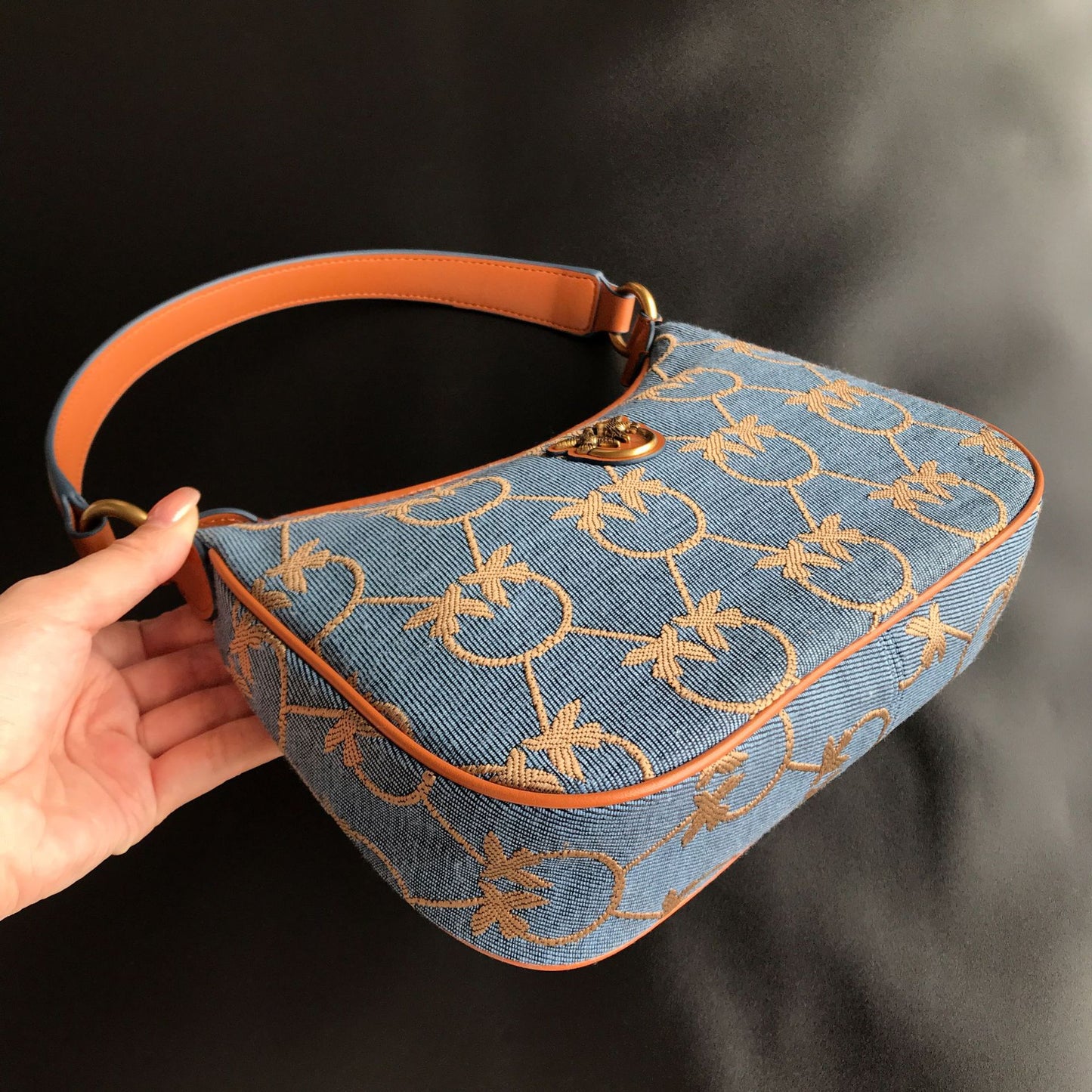 Women's Denim Half Moon Puff Swallow Pillow Bags