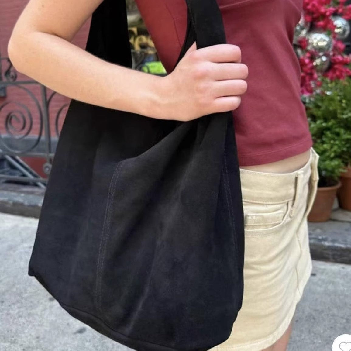 Delegated Purchase Brown Suede Pure Cowhide Shoulder Bags