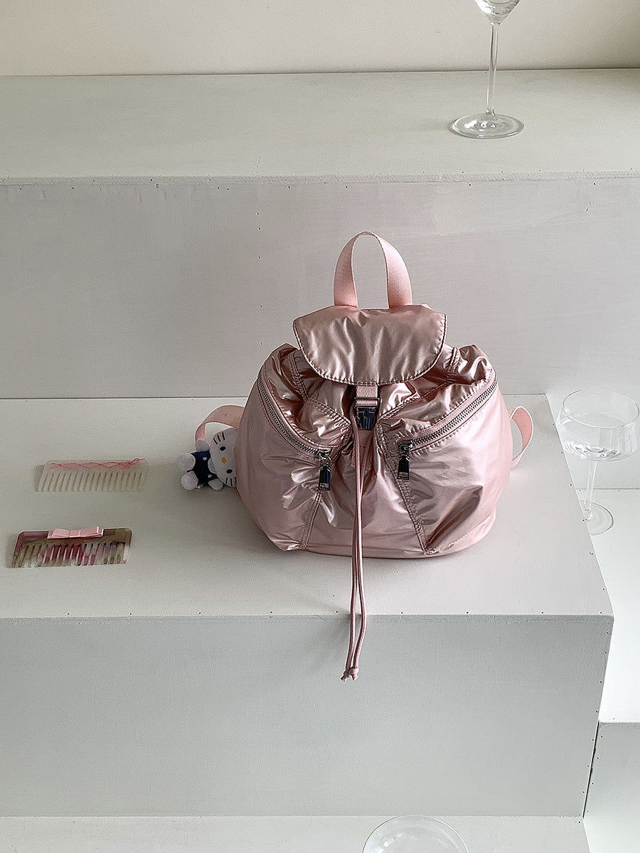 Korean Style Flip Drawstring Simple Female Backpacks