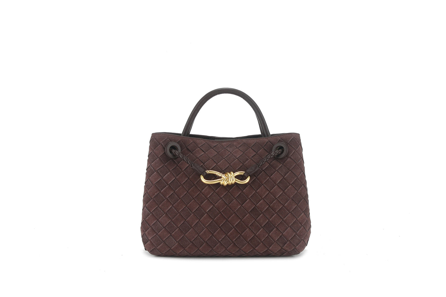 Women's Suede Layer Cowhide Bow Woven Handbags
