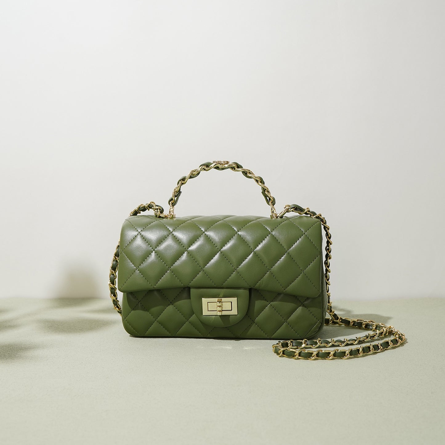 Classic Women's Style Cowhide Rhombic Chain Crossbody Bags