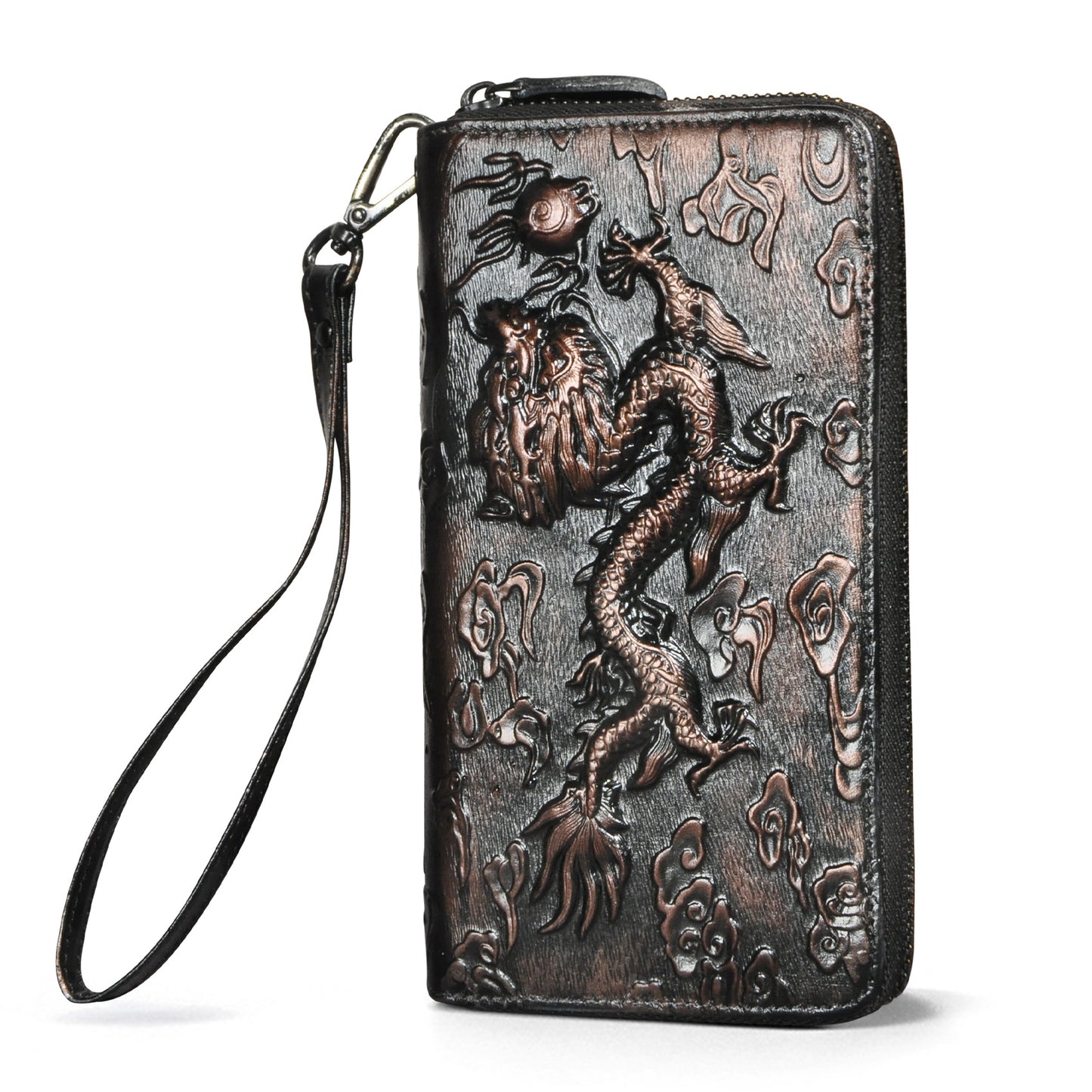 Men's Tanned Leather Cowhide Long Pressure Tiger Men's Wallets