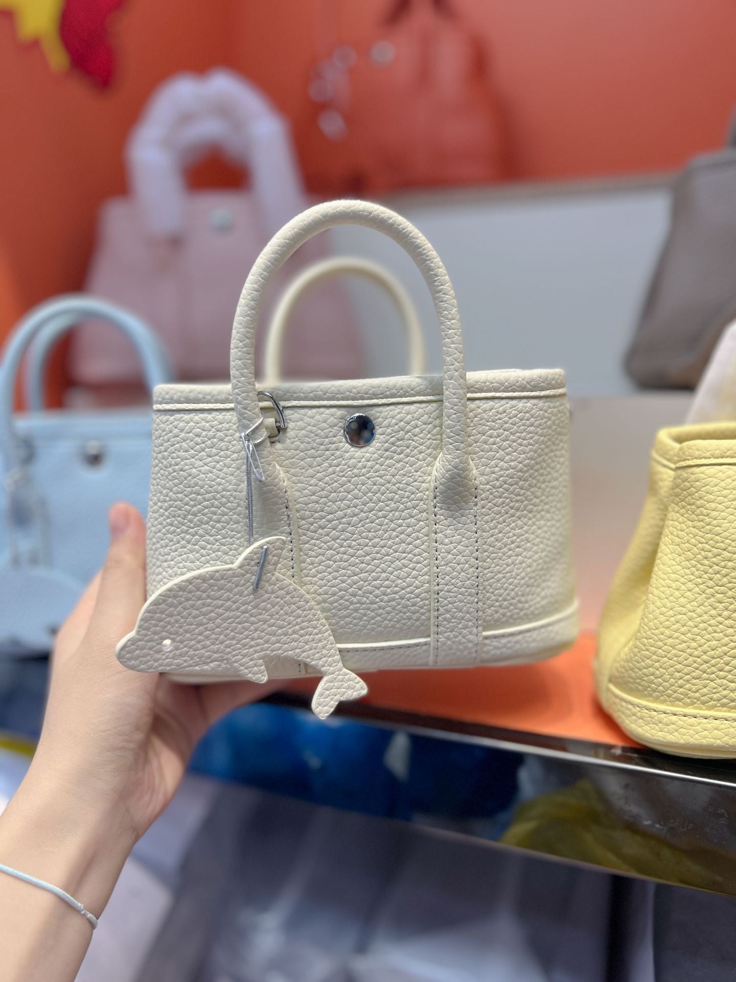 Mini Lychee Pattern Mobile Genuine Leather Handbags