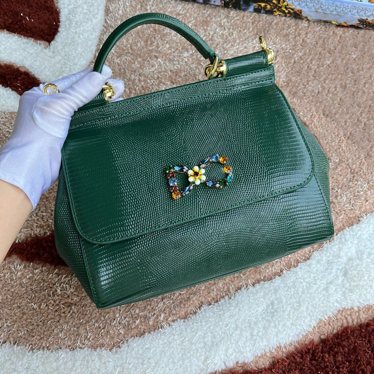 Women's Simple Miss Sicilian Lizard Pattern Portable Handbags