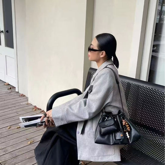 Women's Genuine Leather Underarm Matte Stitching Fashion Crossbody Bags