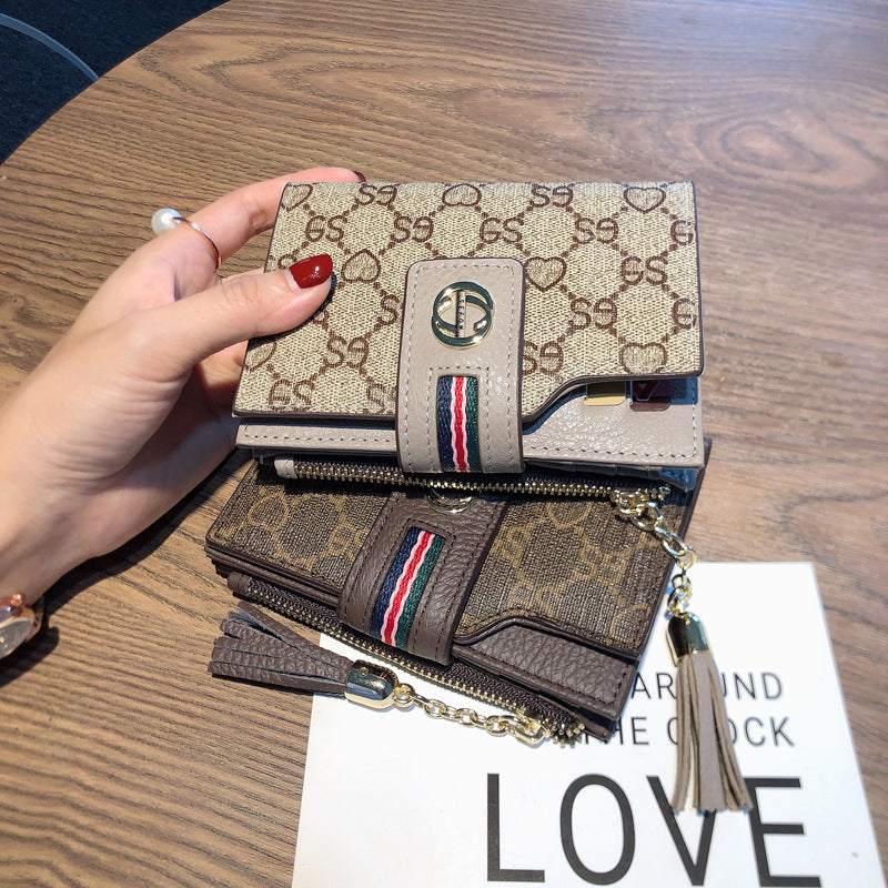 Women's Short Simple Folding Large Capacity Tassel Ladies Wallets