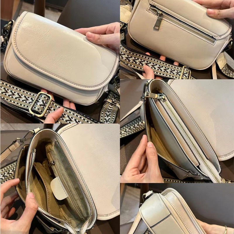Women's Matching Cowhide Female Advanced Texture Niche Crossbody Bags