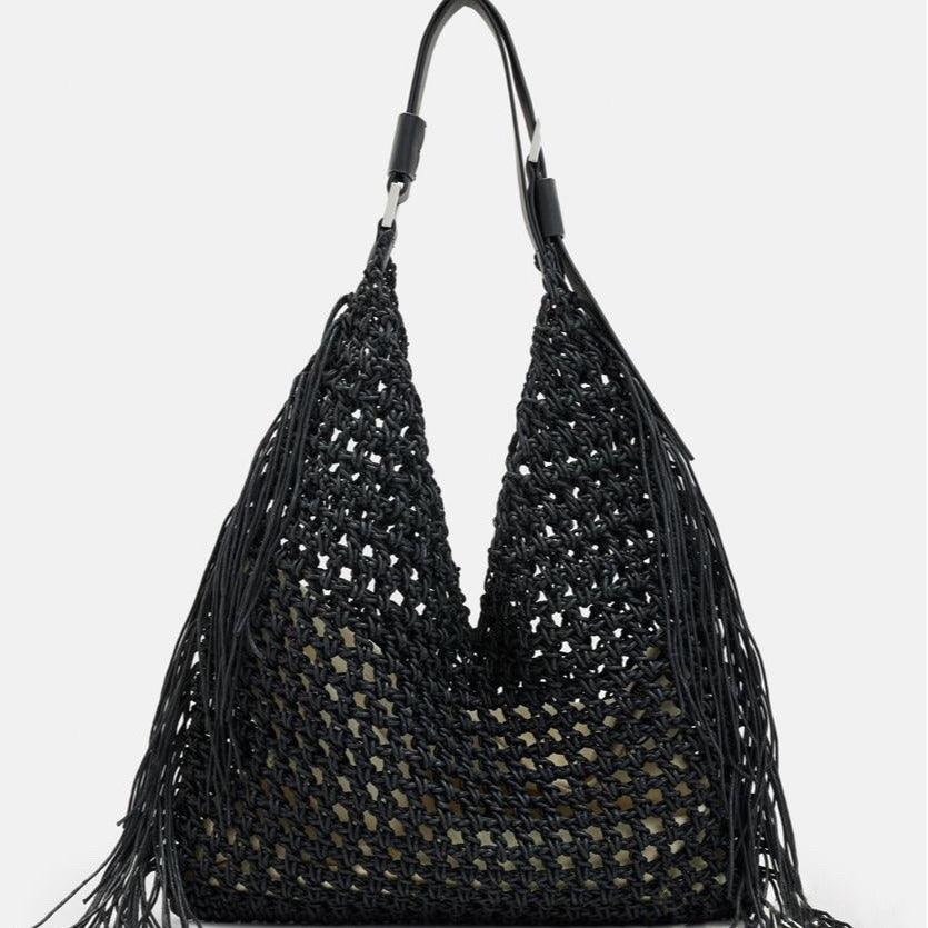Women's Fashionable Contrast Color Hand-woven Design Portable Shoulder Bags