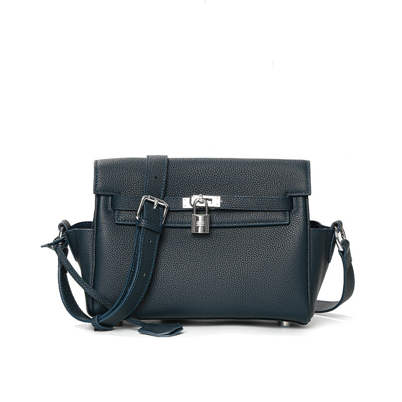 Women's Cowhide Kelly Black Portable Commuter High-grade Shoulder Bags