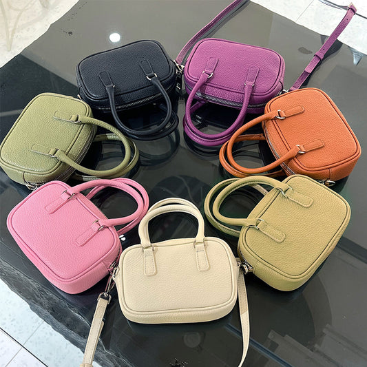Women's Korean Simple First Layer Cowhide Mini Shoulder Bags