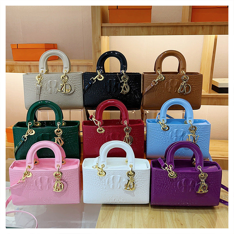 Women's Fashion Portable Crocodile Pattern Diana Shoulder Bags