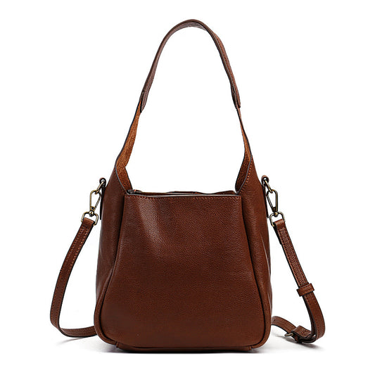 Women's Solid Color Retro Portable First Layer Bags
