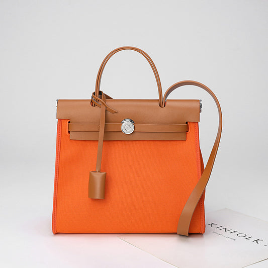 Women's Leather Retro Fashion Canvas Kelly Design Handbags