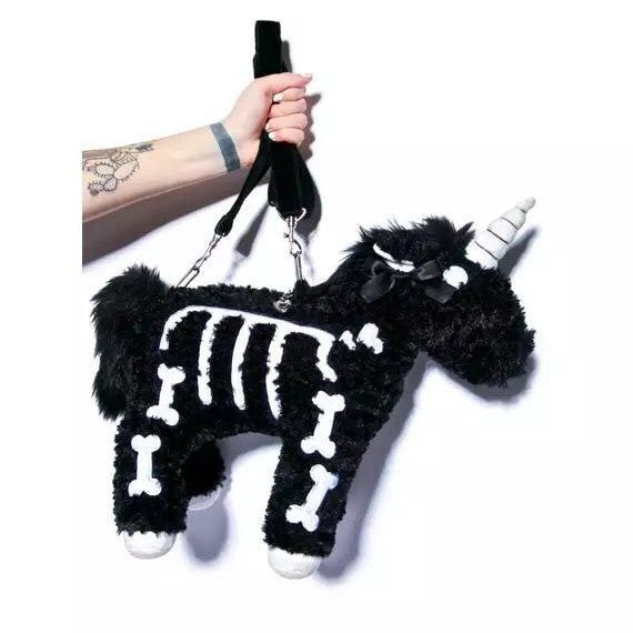 Dark Series Plush Unicorn Cartoon Unique Crossbody Bags