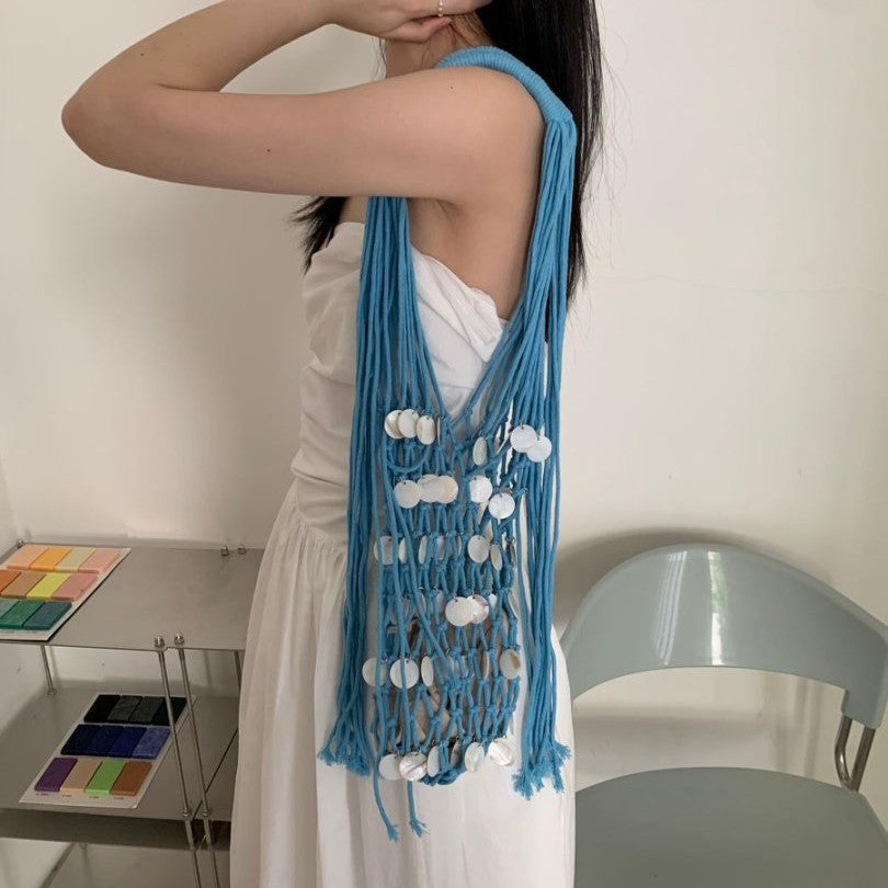 Women's Design Shell Decoration Hollow Out Tassel Vacation Style Bags