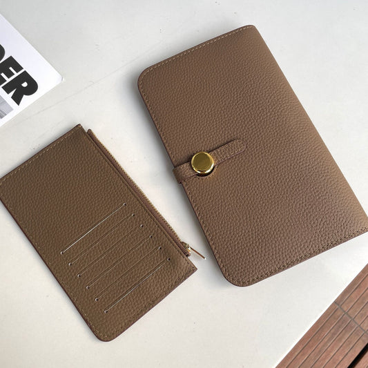 Women's Layer Cowhide Long Passport Folding Large Ladies Wallets