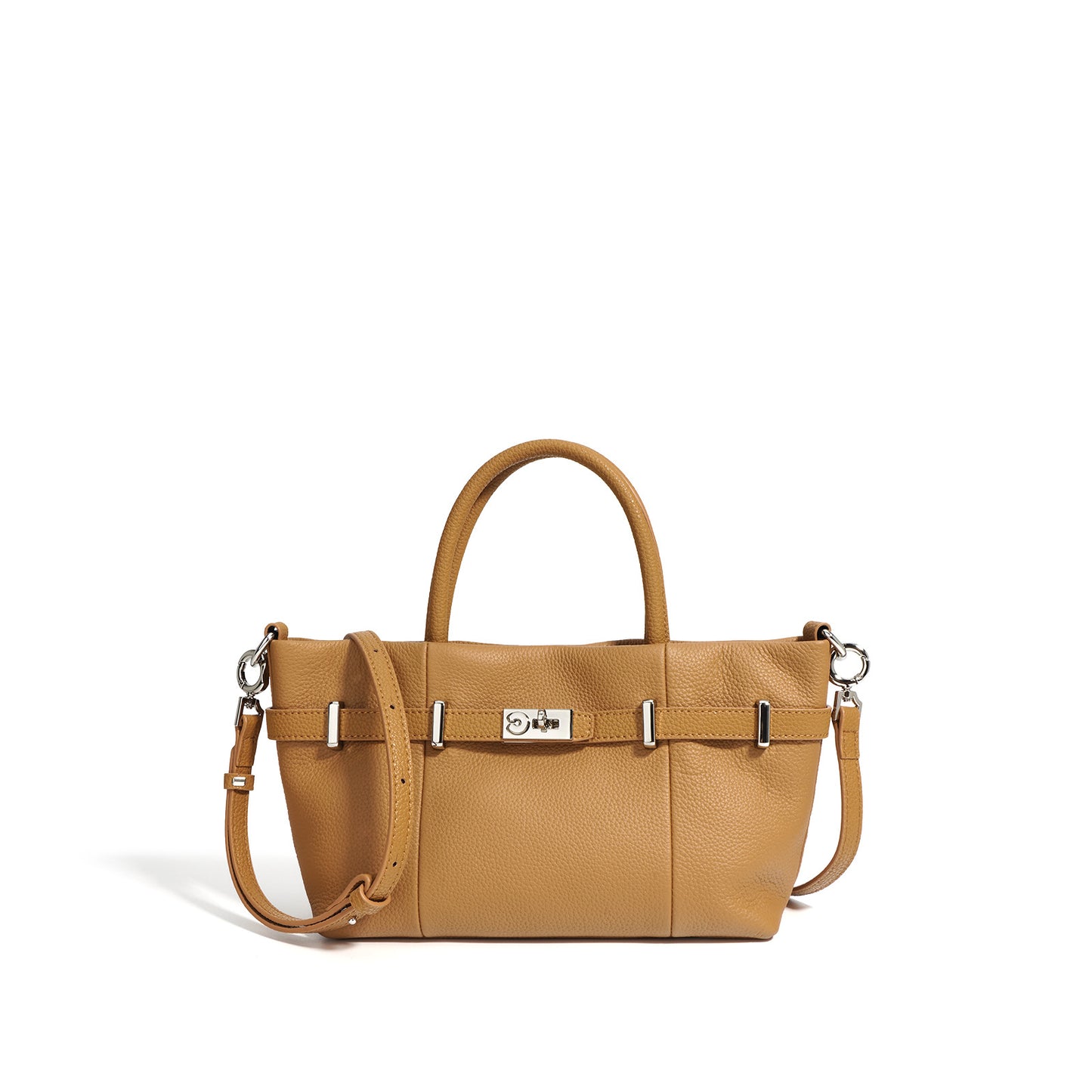Layer Cowhide Lychee Pattern Simple Commute Shoulder Bags