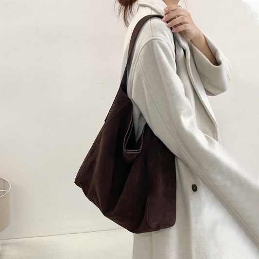 Frosted Leather Underarm Idle Style Large Shoulder Bags