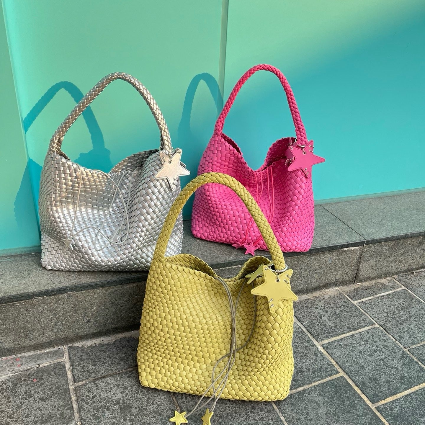 Woven Female Commuter Portable Underarm Genuine Tote Bags