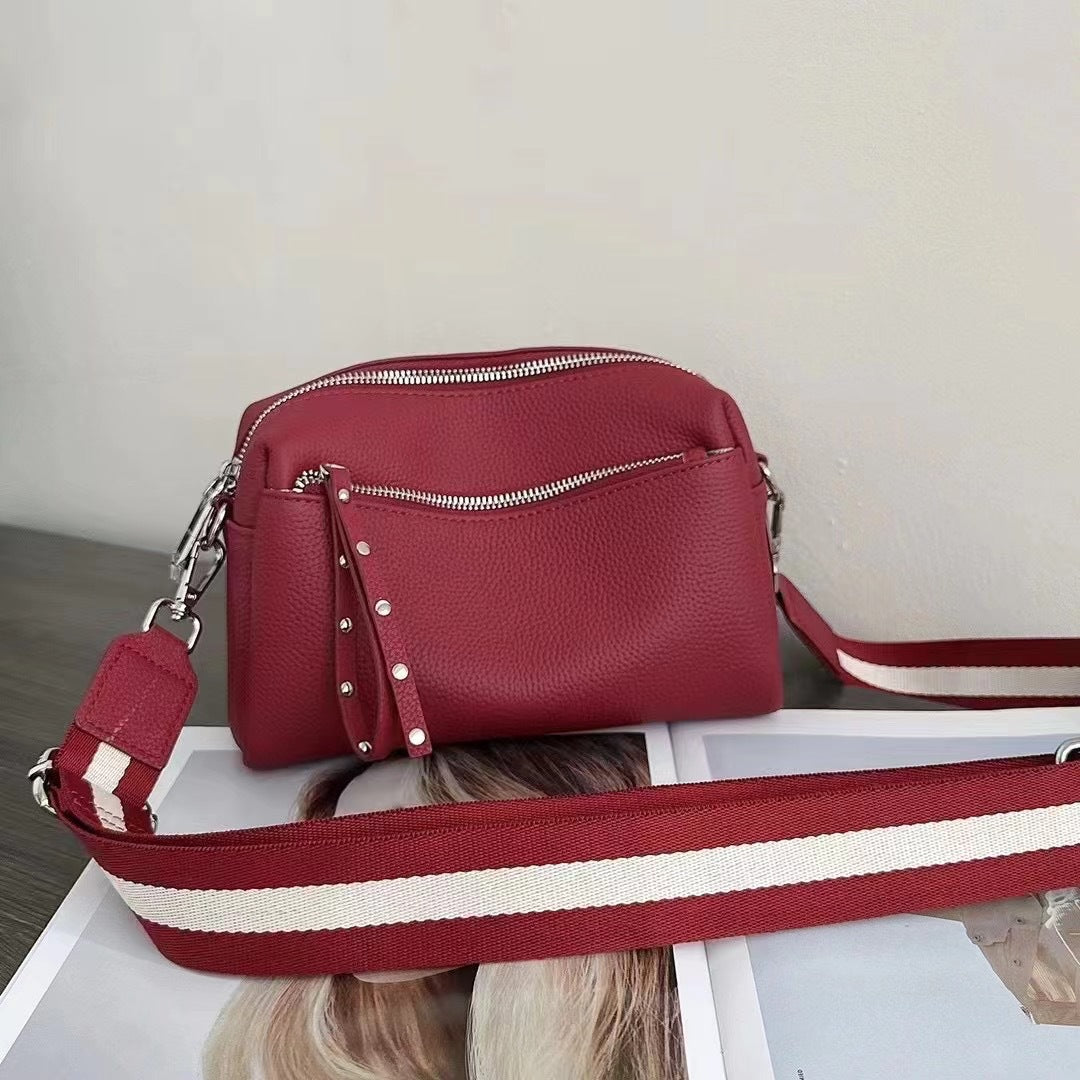 Women's Genuine Leather Wide Strap Cowhide Fashion Crossbody Bags