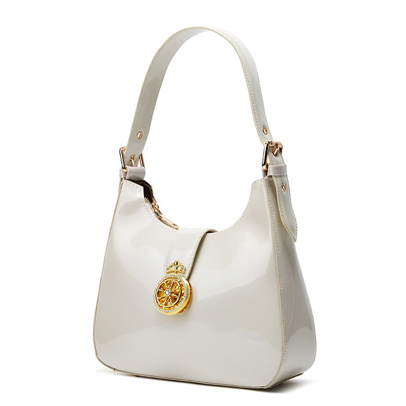 Women's Fashion Patent Leather Bright Surface Underarm Arm Bags