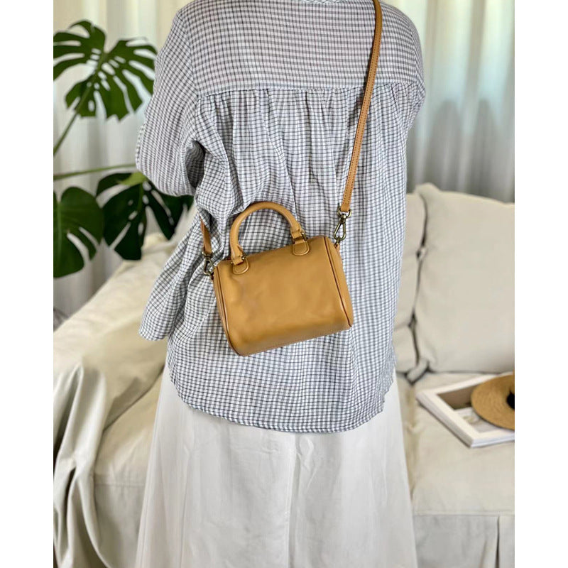 Women's Vintage Genuine Leather Commuter Boston Round Crossbody Bags