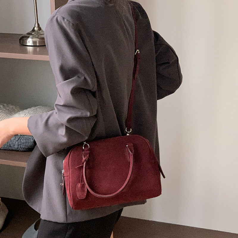 Women's Layer Matte Leather Cowhide Bowling Retro Bags