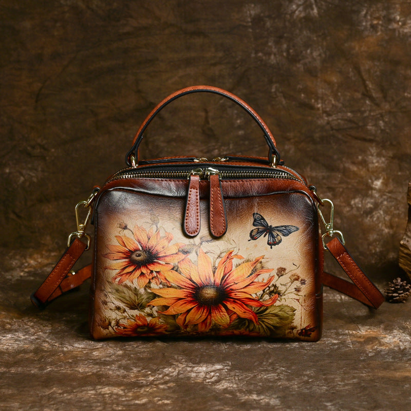 Women's Fashion Textured Retro Painted Niche Handbags