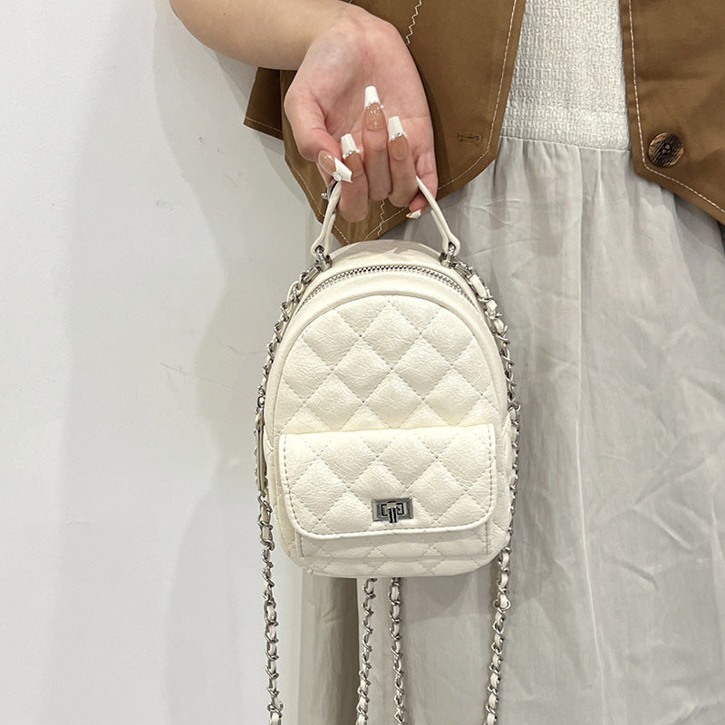 Women's Textured Western Style Summer Chain Rhombus Backpacks