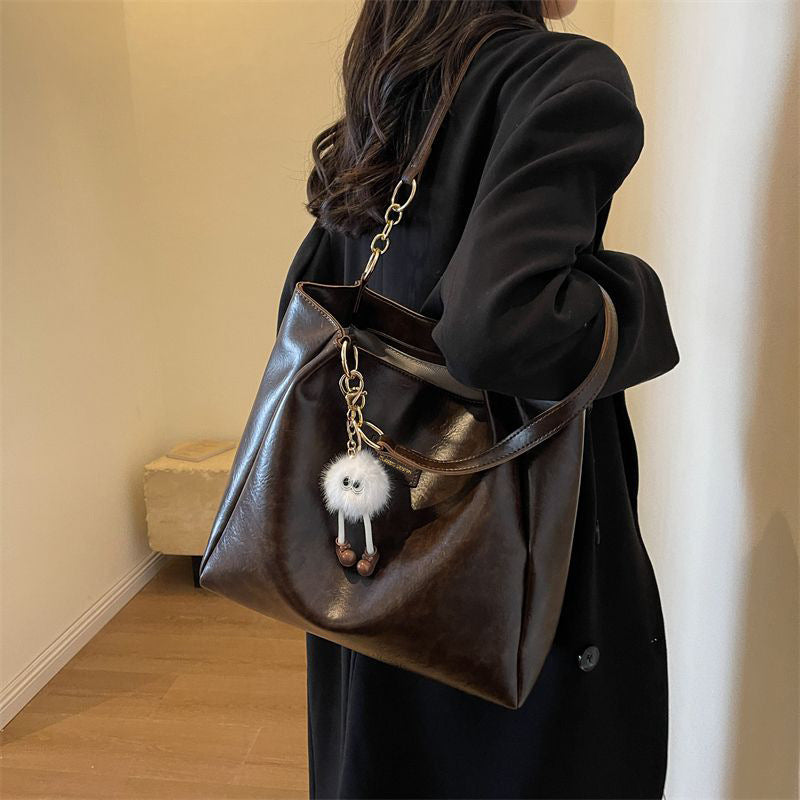 Women's Leather Large Capacity Portable Commuter Tote Bags